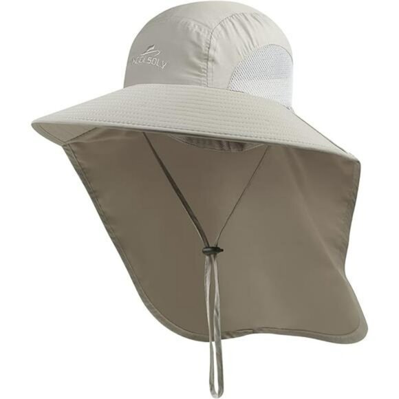 Mens Outdoor Sun Hat Wide Brim UPF 50 Fishing Safari Neck Flap Cap - Picture 7 of 7